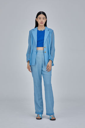 Fluffy jacquard trousers (Light blue)