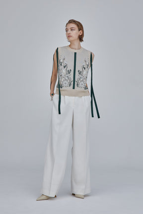 plain wide slacks (White)
