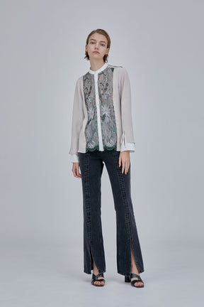 Tucked slit denim (Black)