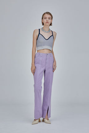 Tucked slit denim (Lilac)
