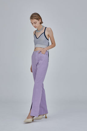Tucked slit denim (Lilac)