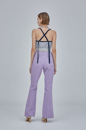 Tucked slit denim (Lilac)