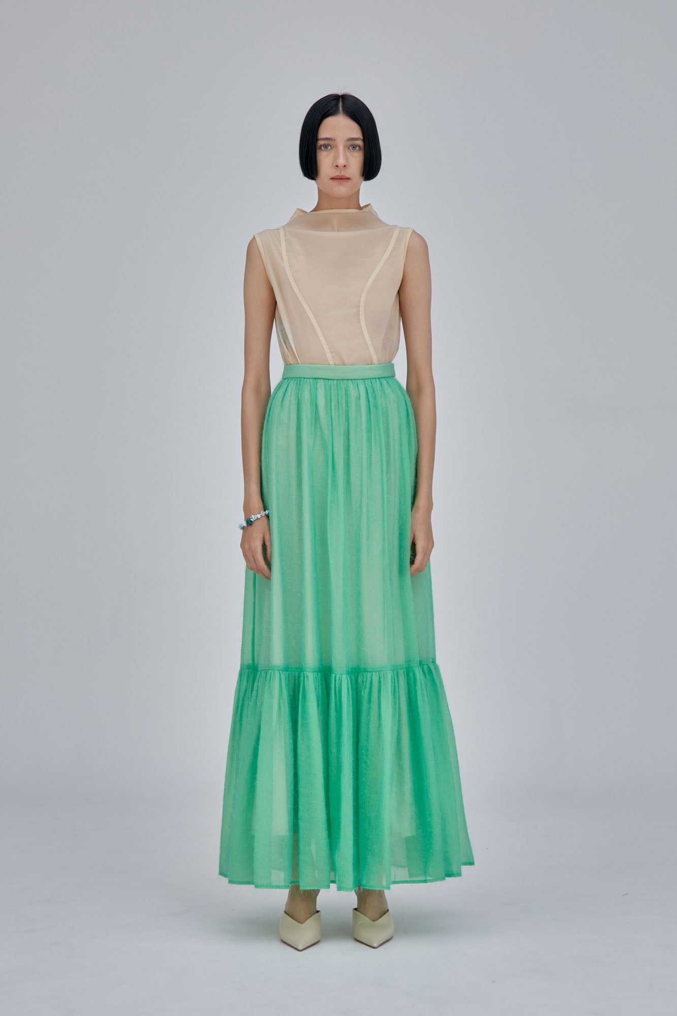 Fluffy jacquard skirt (Light green)