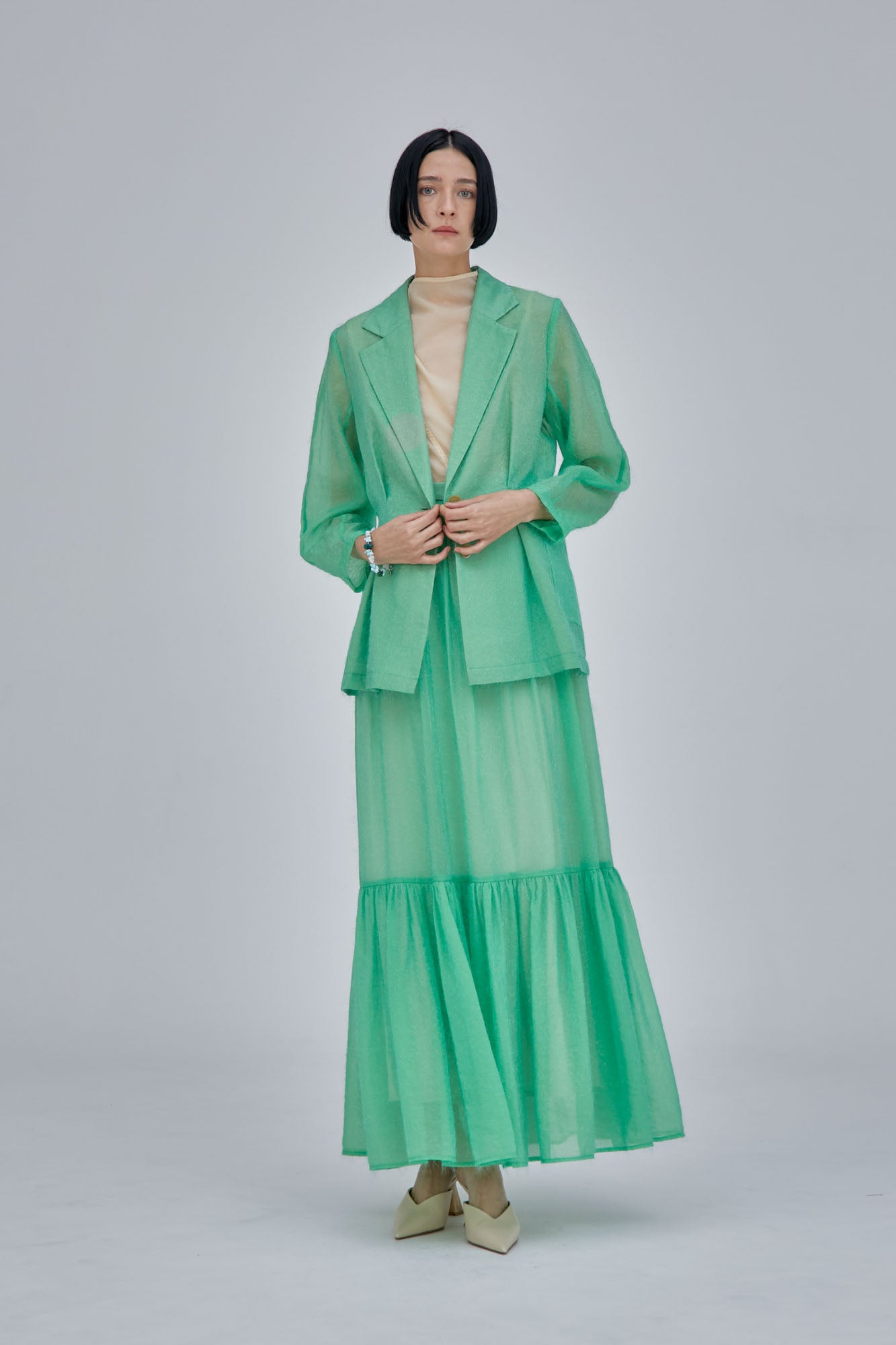 Fluffy jacquard skirt (Light green)