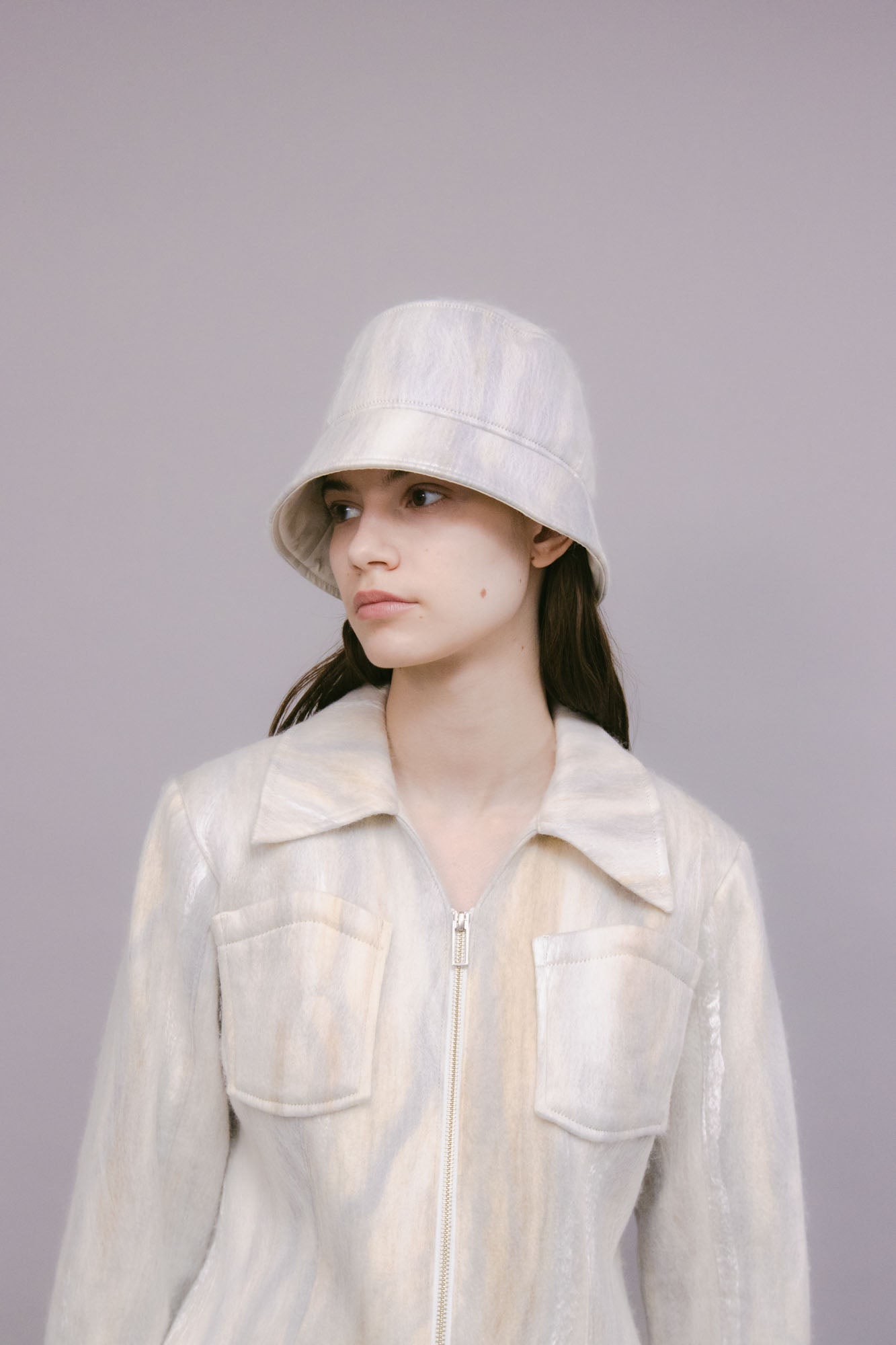 Snow cover needle punch jacket (White)