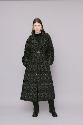 Ice flower embroidery coat (Black)