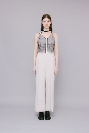 Petal lace overalls (Ice gray)