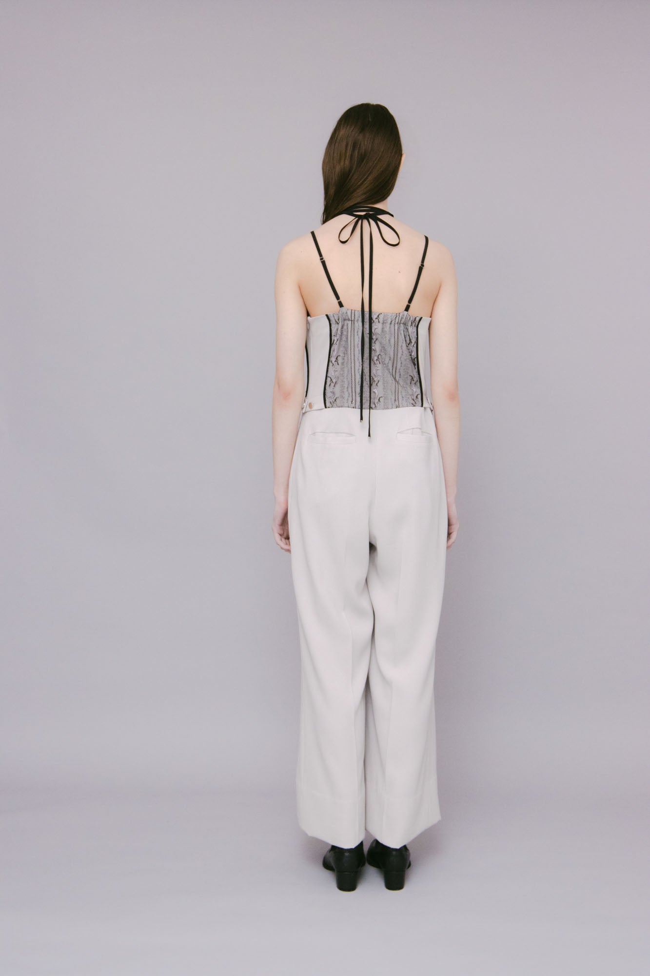 Petal lace overalls (Ice gray)