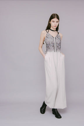 Petal lace overalls (Ice gray)