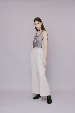 Petal lace overalls (Ice gray)