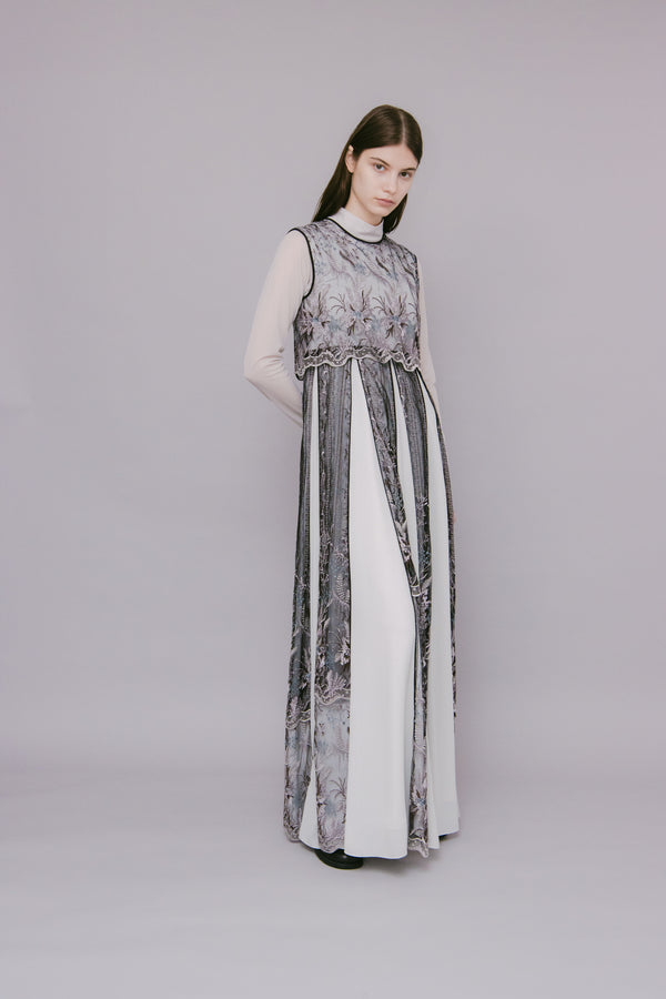 MURRAL Snow flower lace dress (Ice gray)