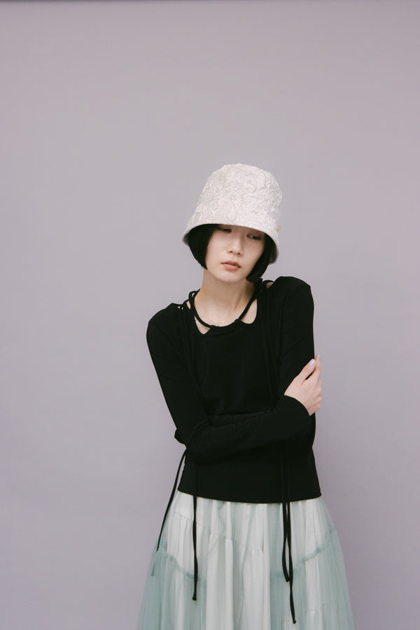MURRAL Ice flower embroidery hat (Ivory)