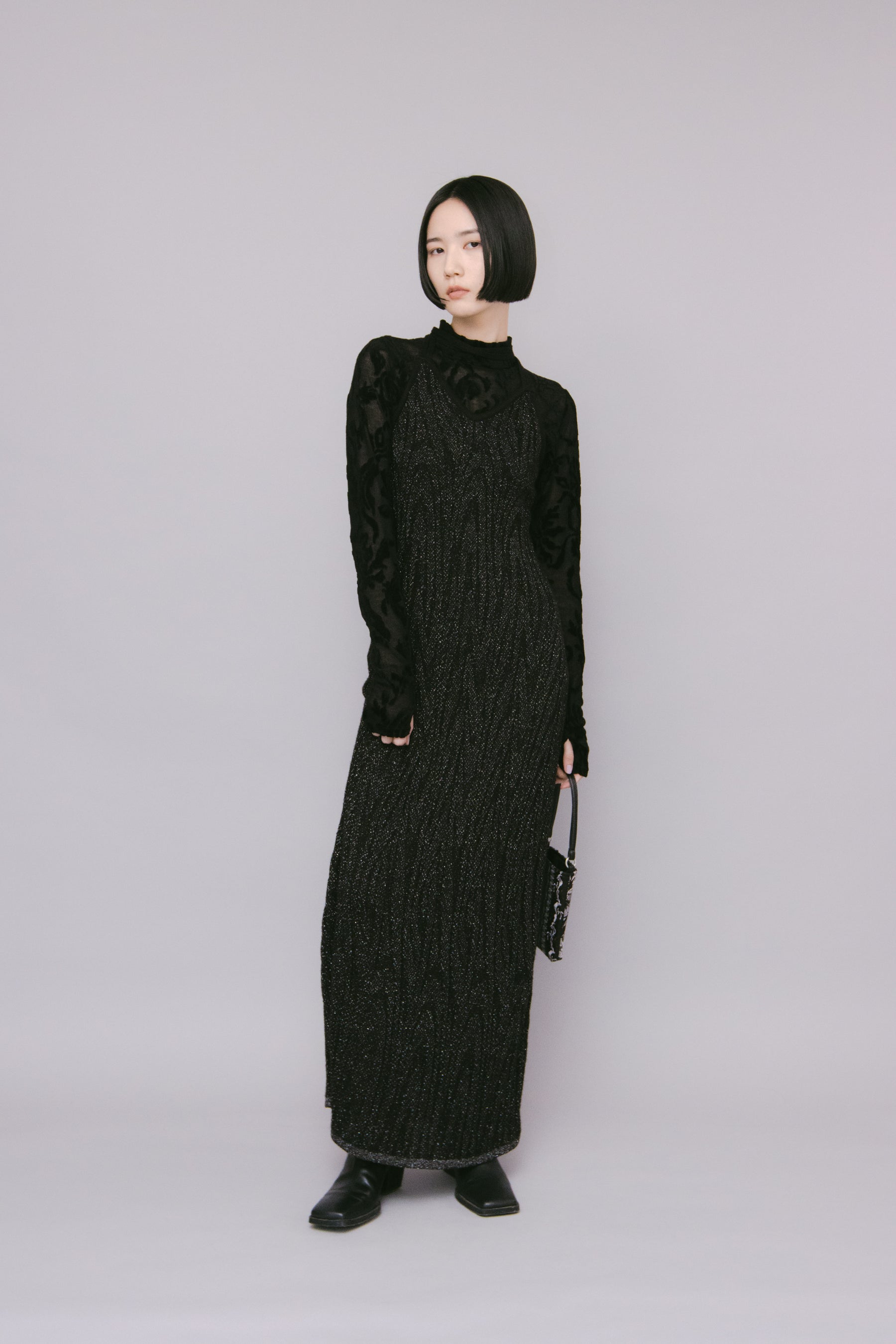 Frost knit camisole dress (Black)