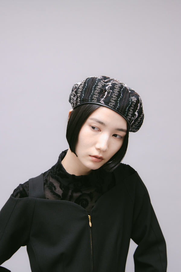 MURRAL Snow flower  lace beret (Ice gray)