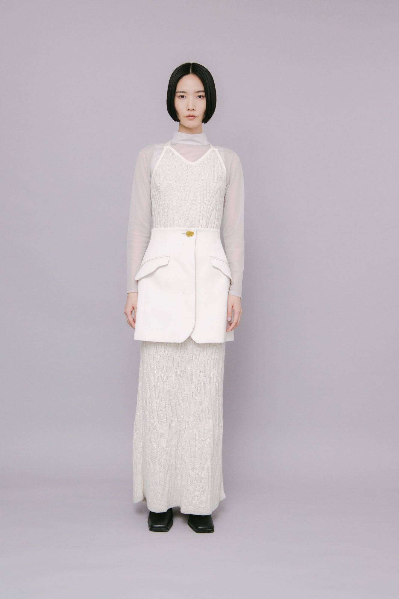Monochrome wrapped skirt (White)