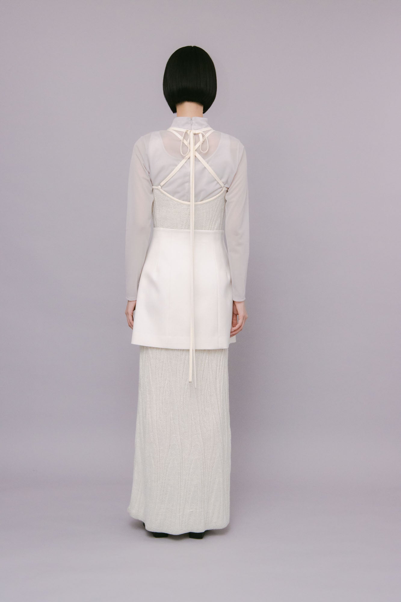 Monochrome wrapped skirt (White)