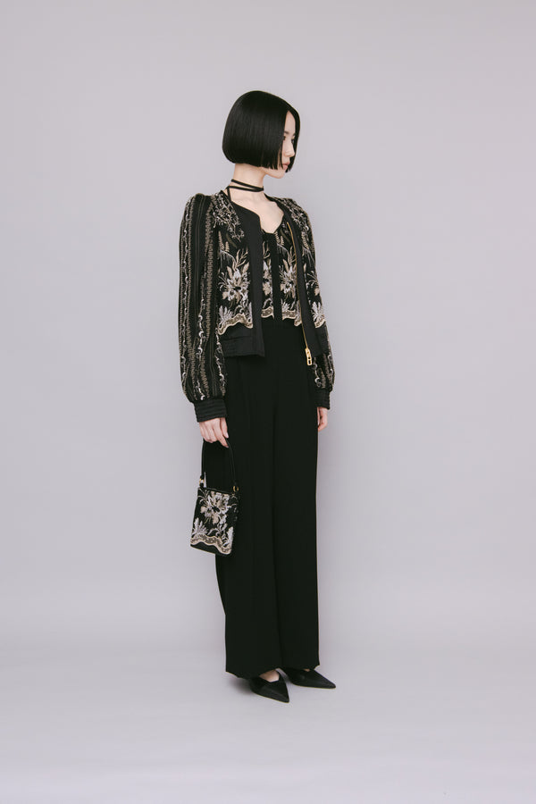 MURRAL Petal lace zipped jacket (Black)
