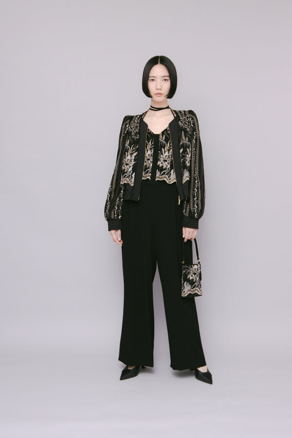 MURRAL Petal lace zipped jacket (Black)