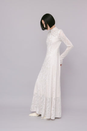 Snowflake jacquard velor dress (White)