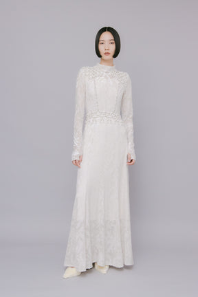 Snowflake jacquard velor dress (White)