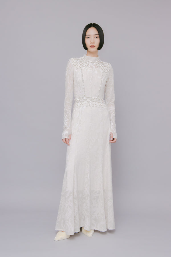 MURRAL Snowflake jacquard velor dress (White)