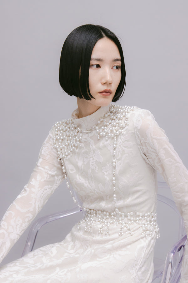 MURRAL Snowflake jacquard velor dress (White)
