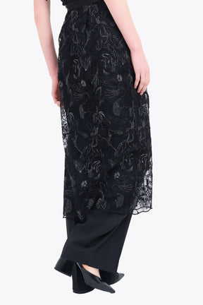 Seem flower lace skirt (Black)