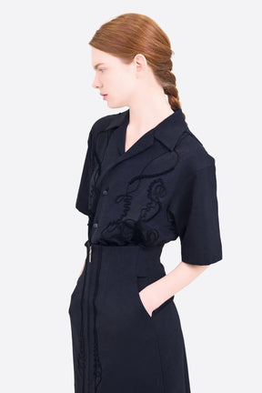 Cucurbita embroidered shirt (Black)