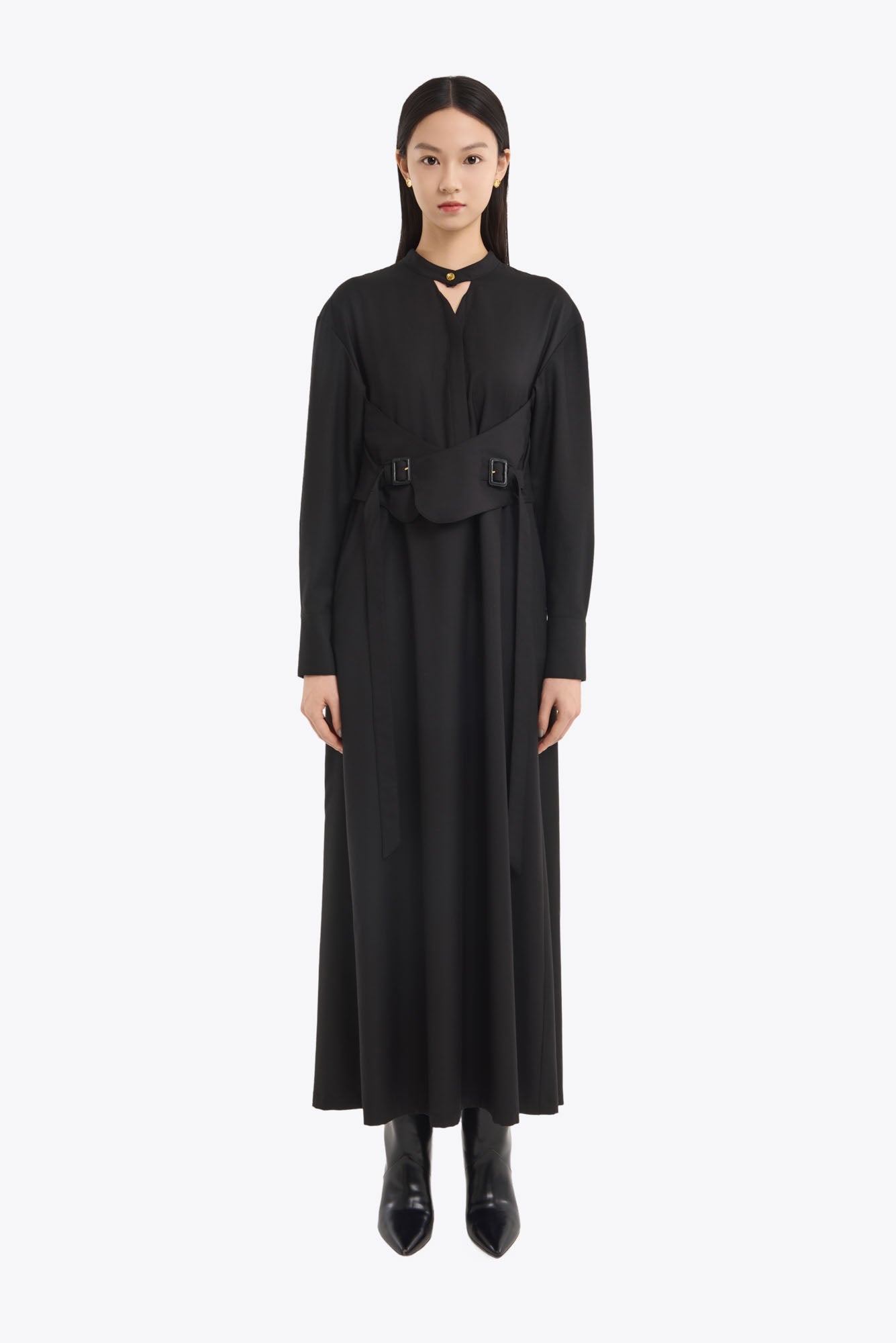 Cape belt dress (Black)