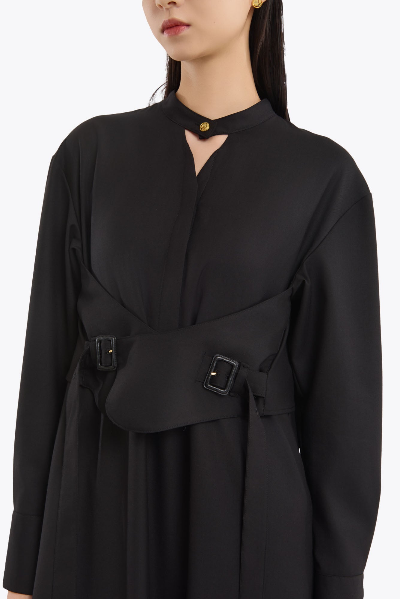 Cape belt dress (Black)