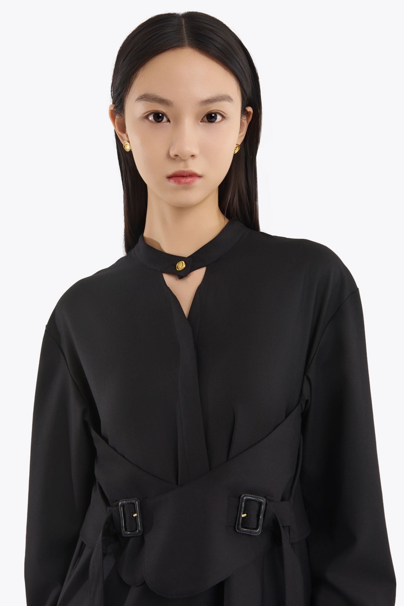 Cape belt dress (Black)