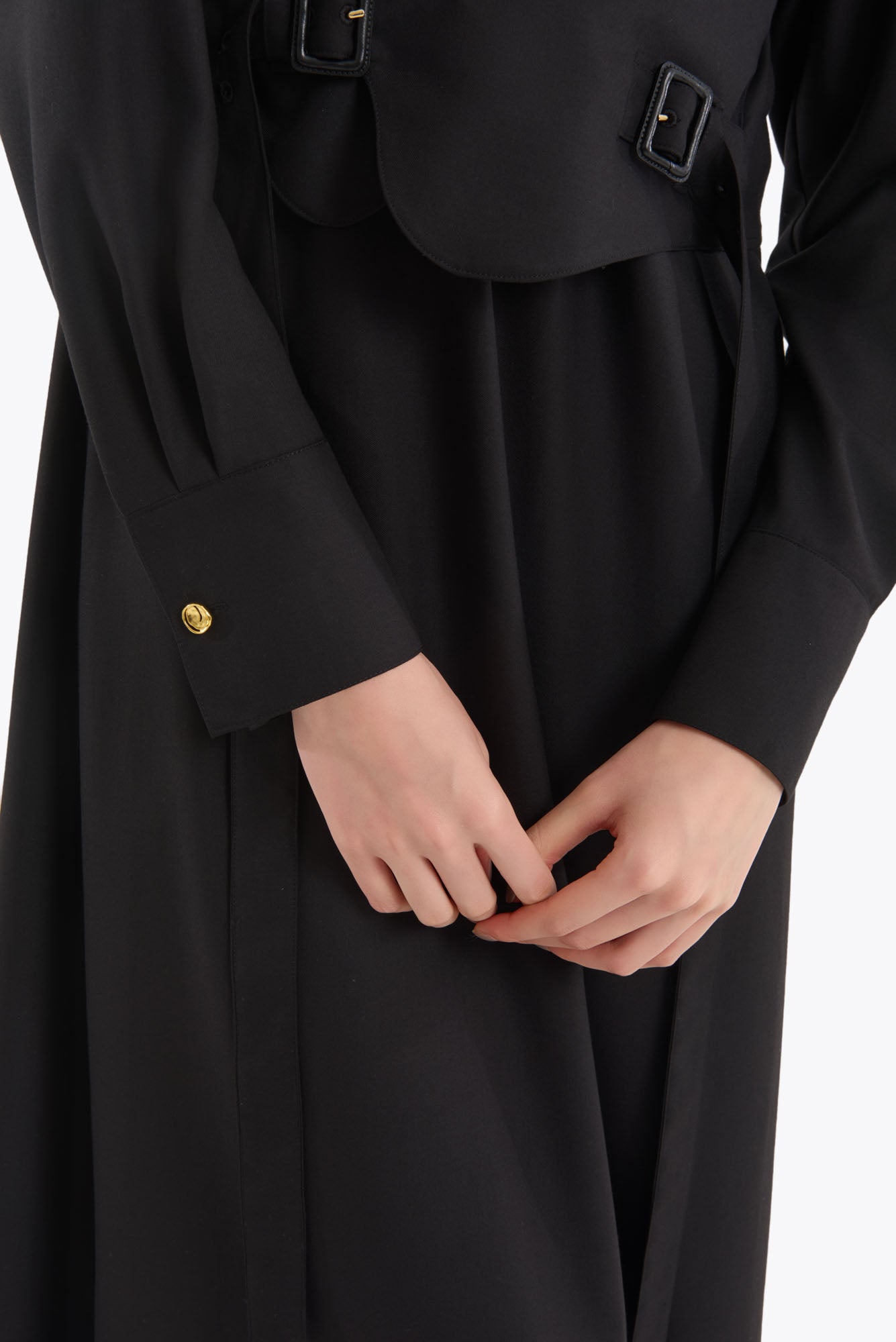 Cape belt dress (Black)