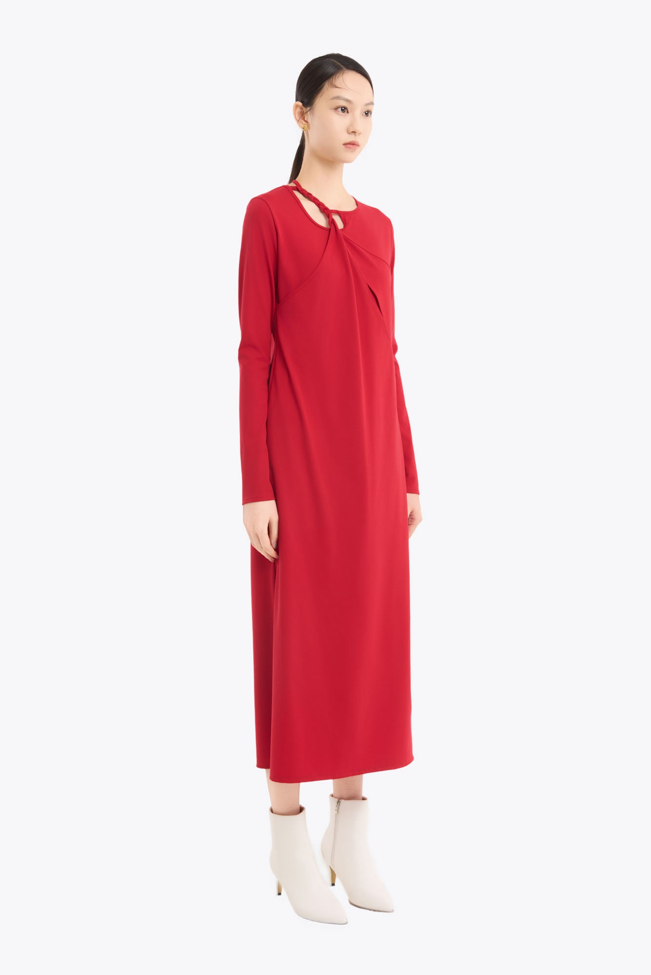 Twist jersey dress (Red)