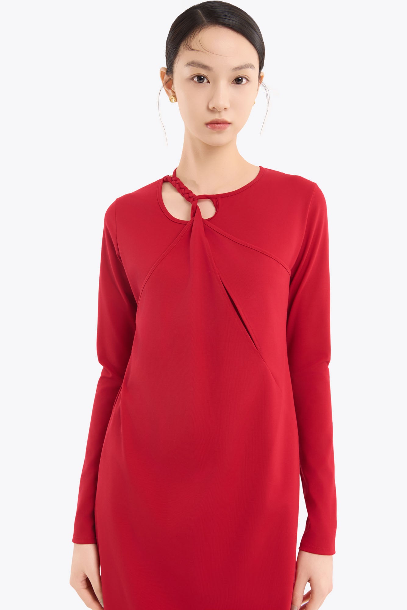 Twist jersey dress (Red)