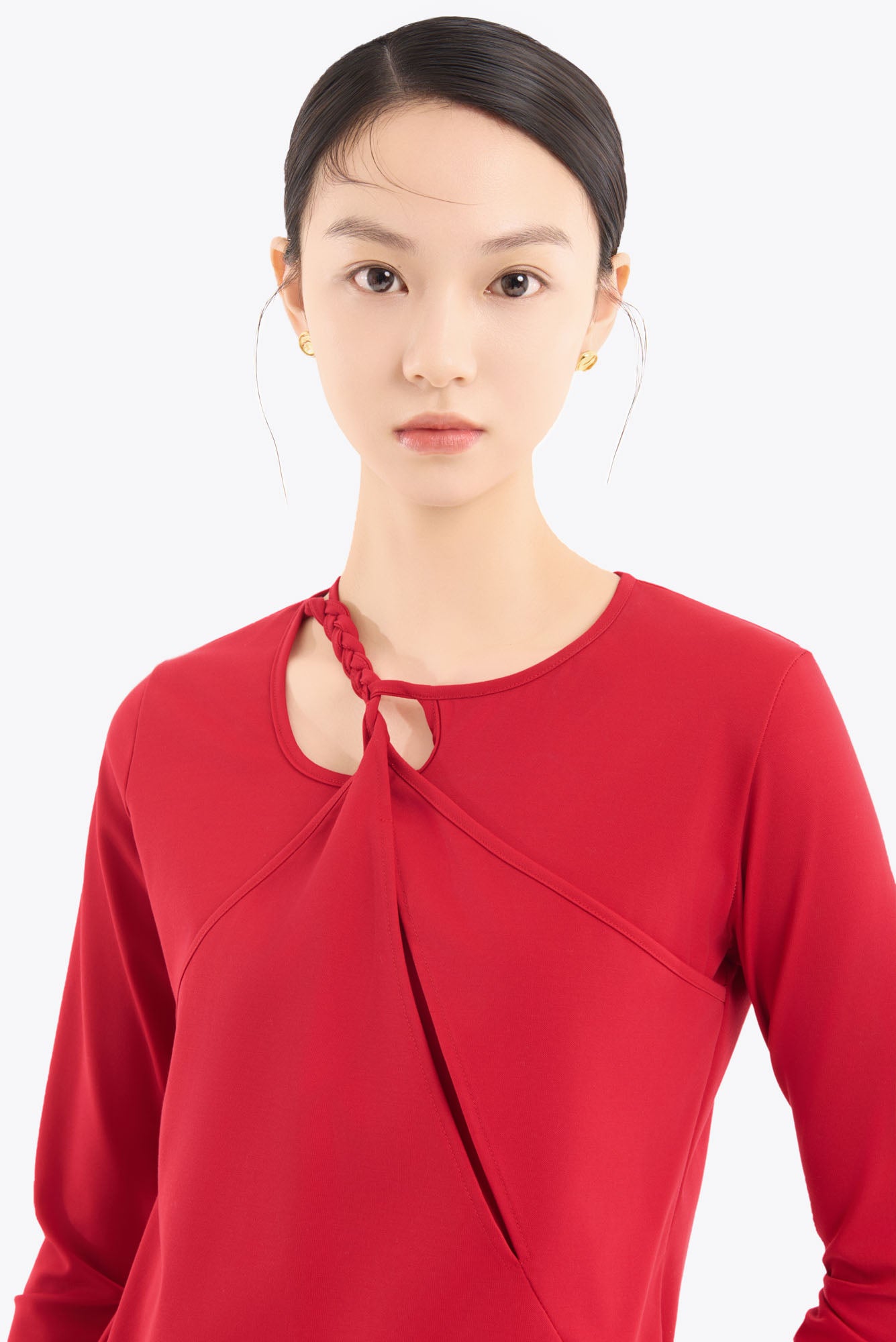 Twist jersey dress (Red)