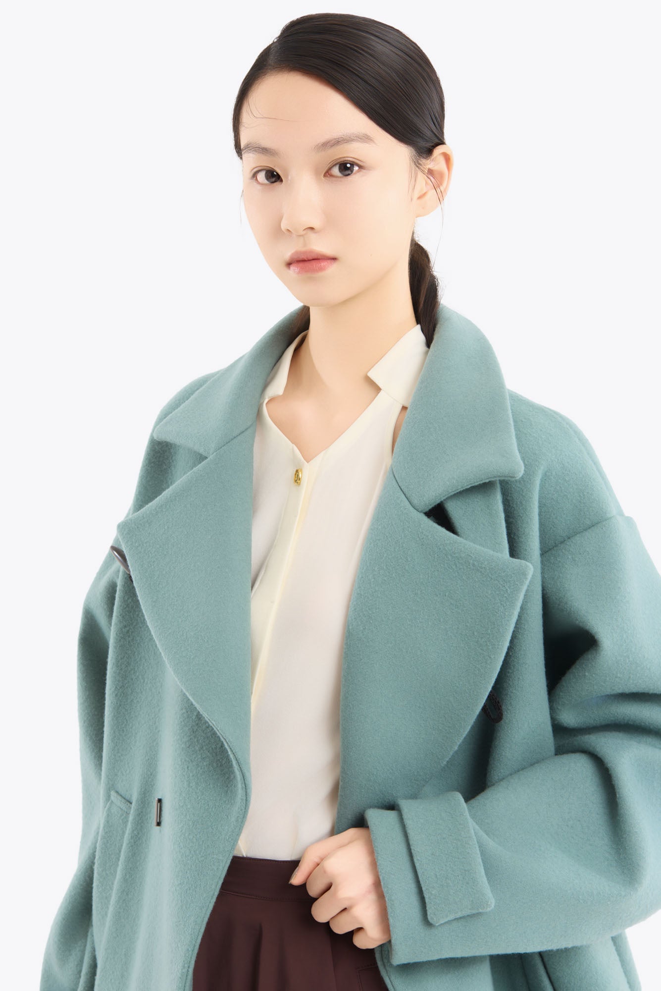Trillium embroidered wool coat (Green)