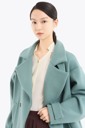 Trillium embroidered wool coat (Green)