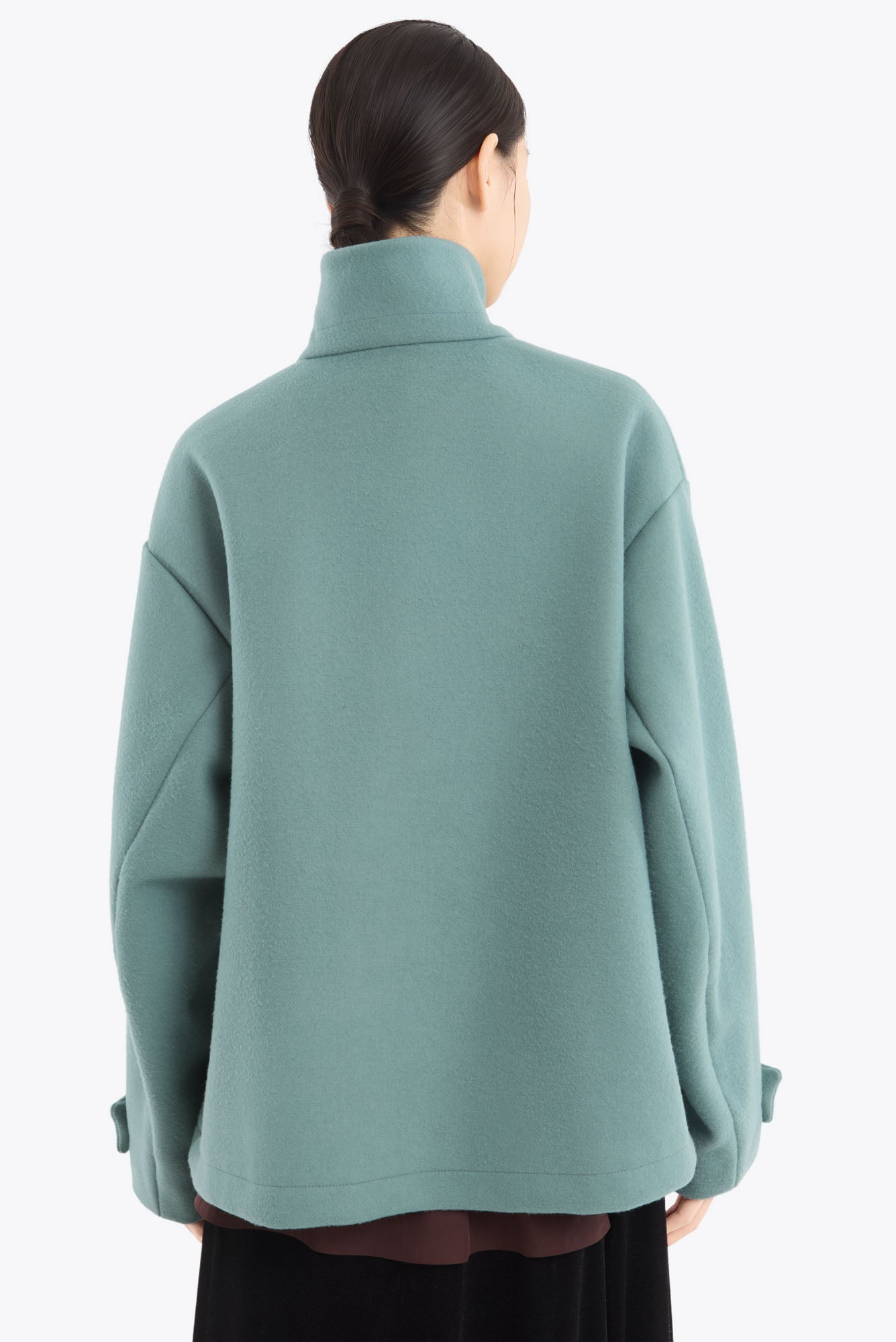 Trillium embroidered wool coat (Green)