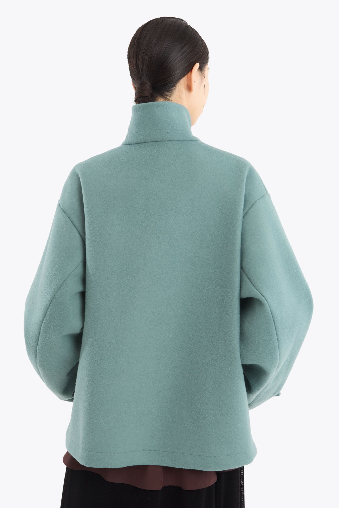 Trillium embroidered wool coat (Green)