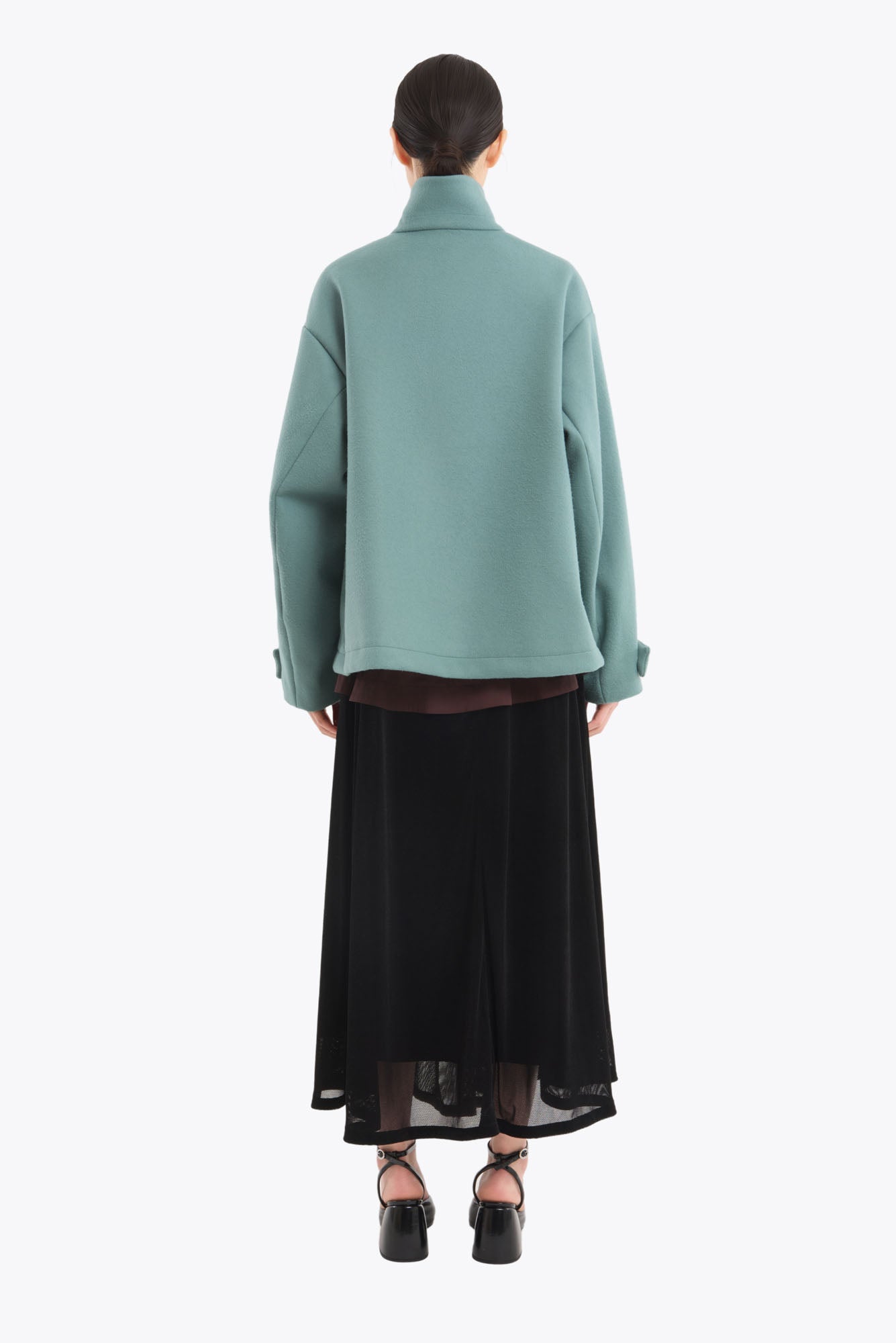 Trillium embroidered wool coat (Green)