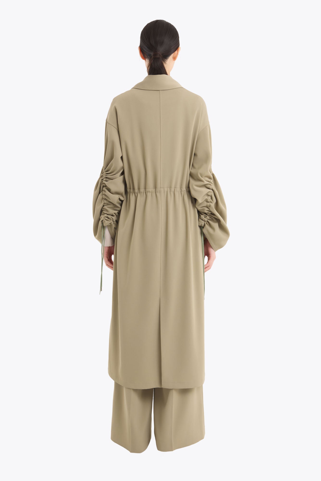Gathered sleeve military coat (Smoked khaki)