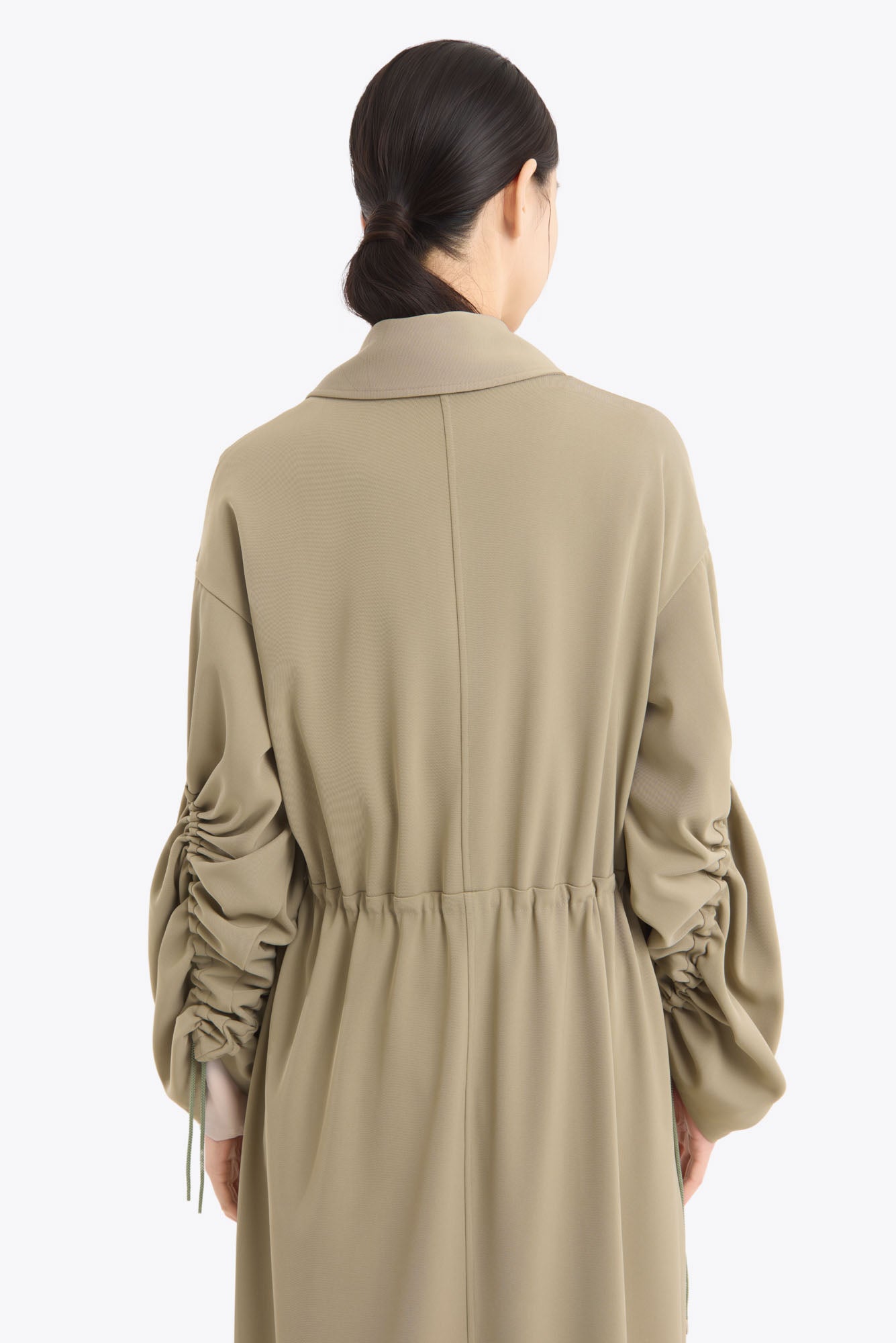 Gathered sleeve military coat (Smoked khaki)