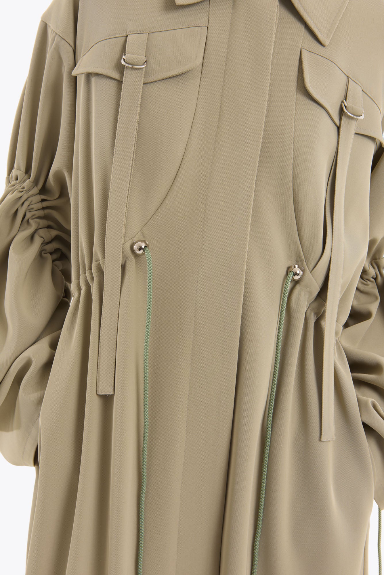 Gathered sleeve military coat (Smoked khaki)