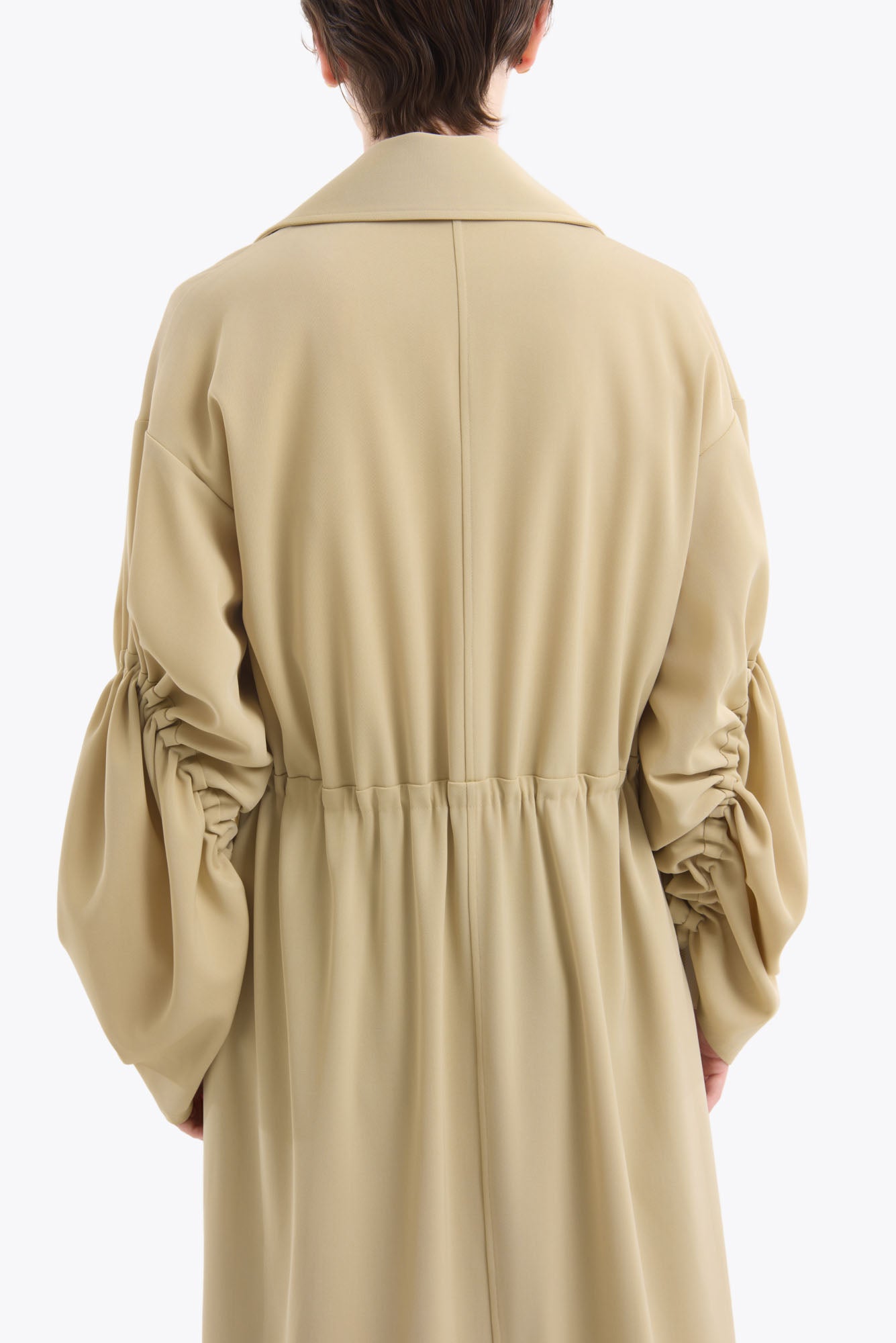 Gathered sleeve military coat (Beige)