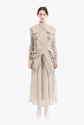 Military layered flare skirt (Light gray)