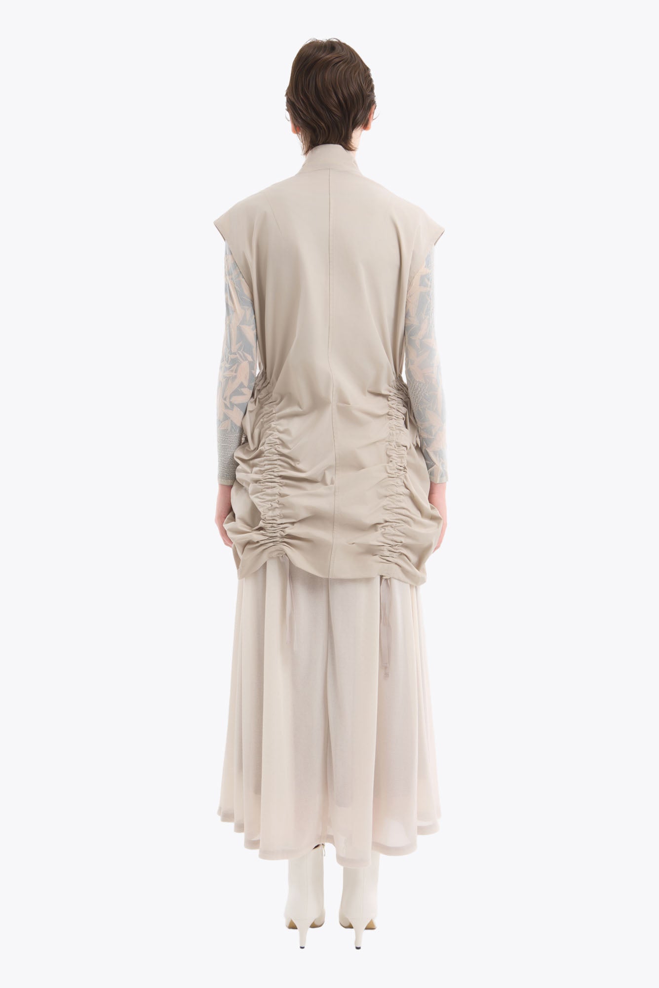 Military layered flare skirt (Light gray)