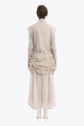 Military layered flare skirt (Light gray)