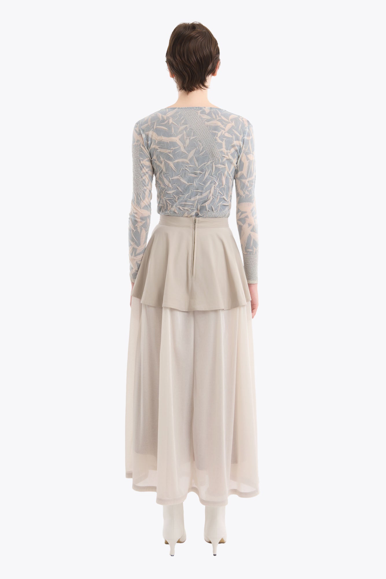 Military layered flare skirt (Light gray)