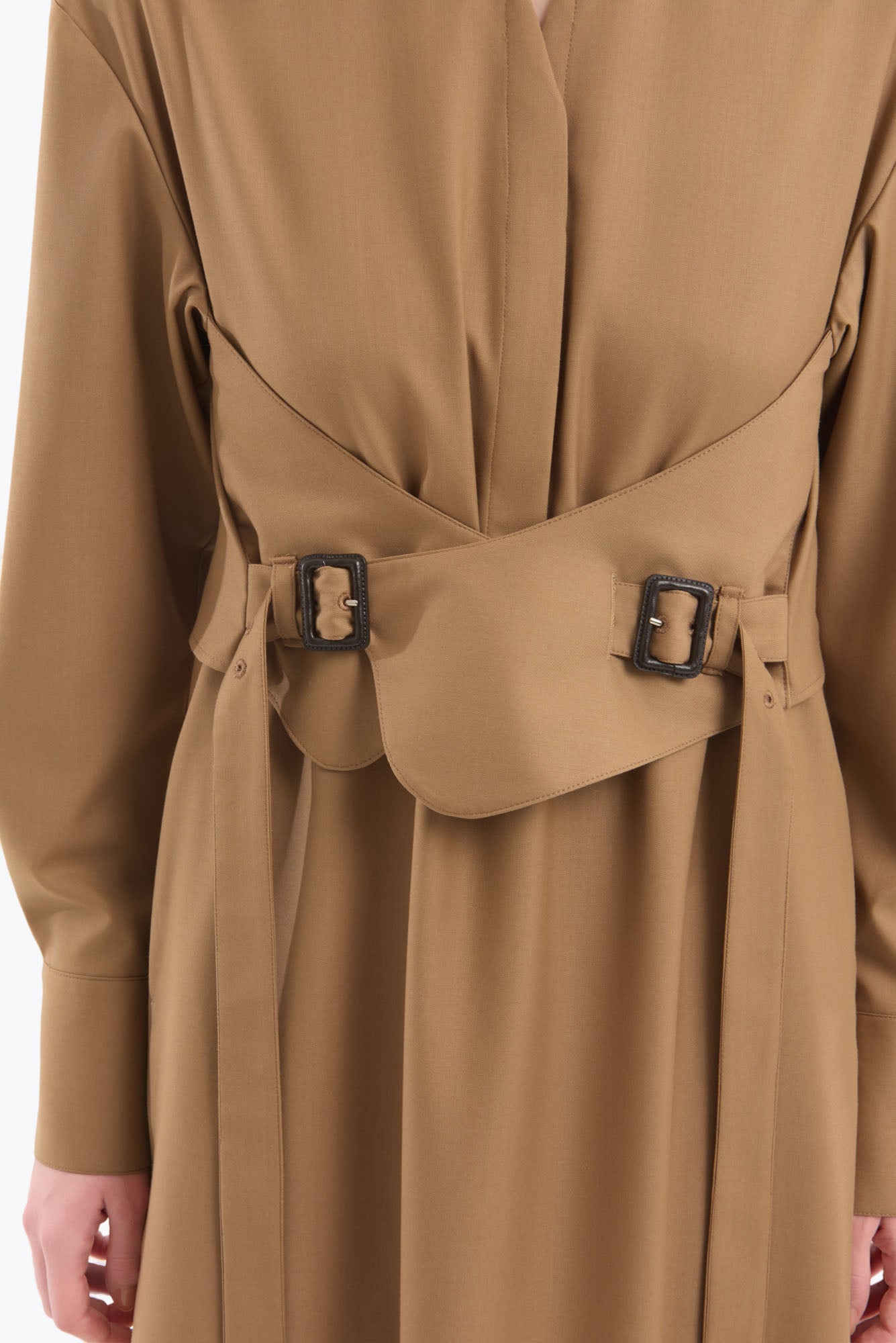 Cape belt dress (Beige)