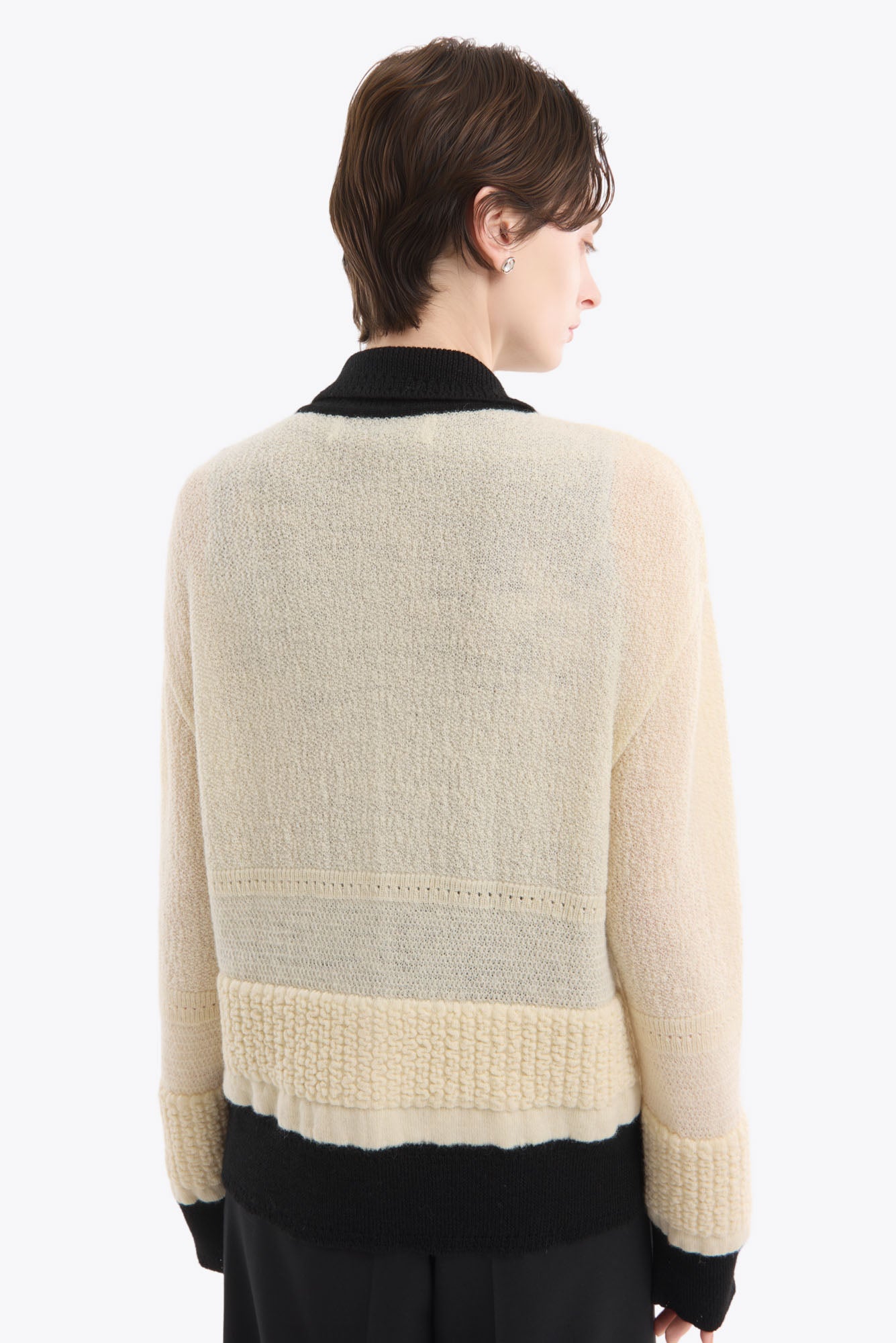 Trillium embroidered knit shirt cardigan (Ivory)